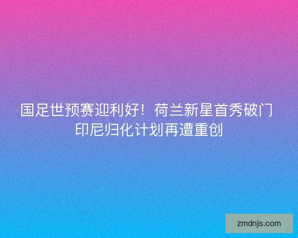 国足世预赛迎利好！荷兰新星首秀破门 印尼归化计划再遭重创