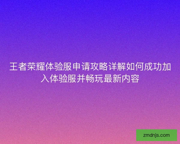 王者荣耀体验服申请攻略详解如何成功加入体验服并畅玩最新内容