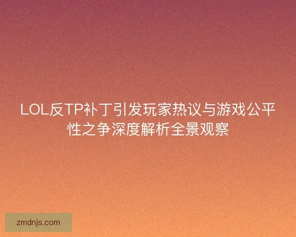 LOL反TP补丁引发玩家热议与游戏公平性之争深度解析全景观察